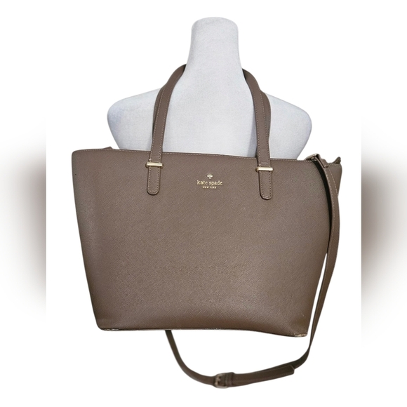 KATE SPADE Cedar Creek Collection Leather Large Tote In Lightbrown/mauve. - Picture 2 of 16